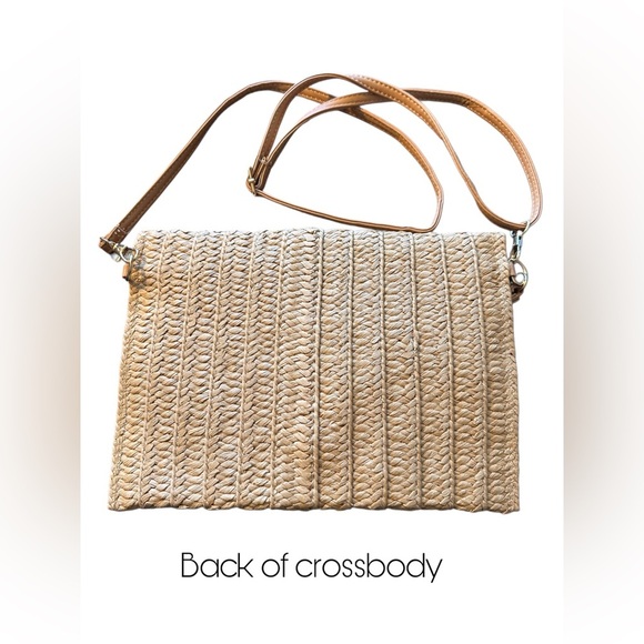 NEW WOMENS FLAP STRAW CLUTCH HANDBAG CROSSBODY - Picture 6 of 7